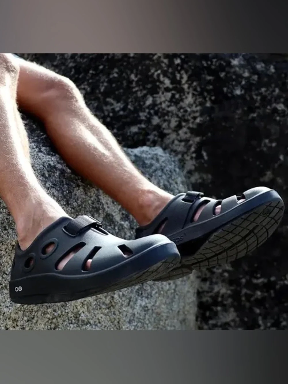 Oofos OOcandoo black waterproof sandals black mens 13